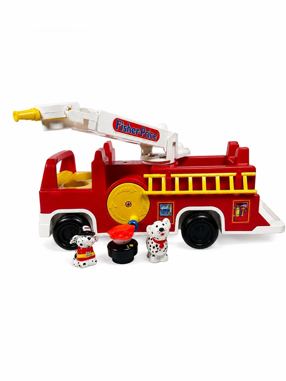 Vintage 1993 Fisher-Price Little People Fire Truck #2370 Mechanical Crank